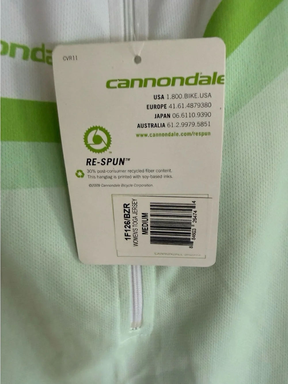 NWT Cannondale Women’s Cycling Jersey lime Green White 1/4 Zip Bike